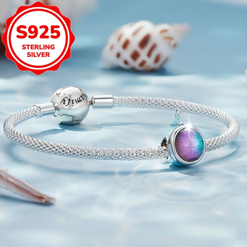 Women's Iridescent Submarine Beaded Necklace with S925 Sterling Silver